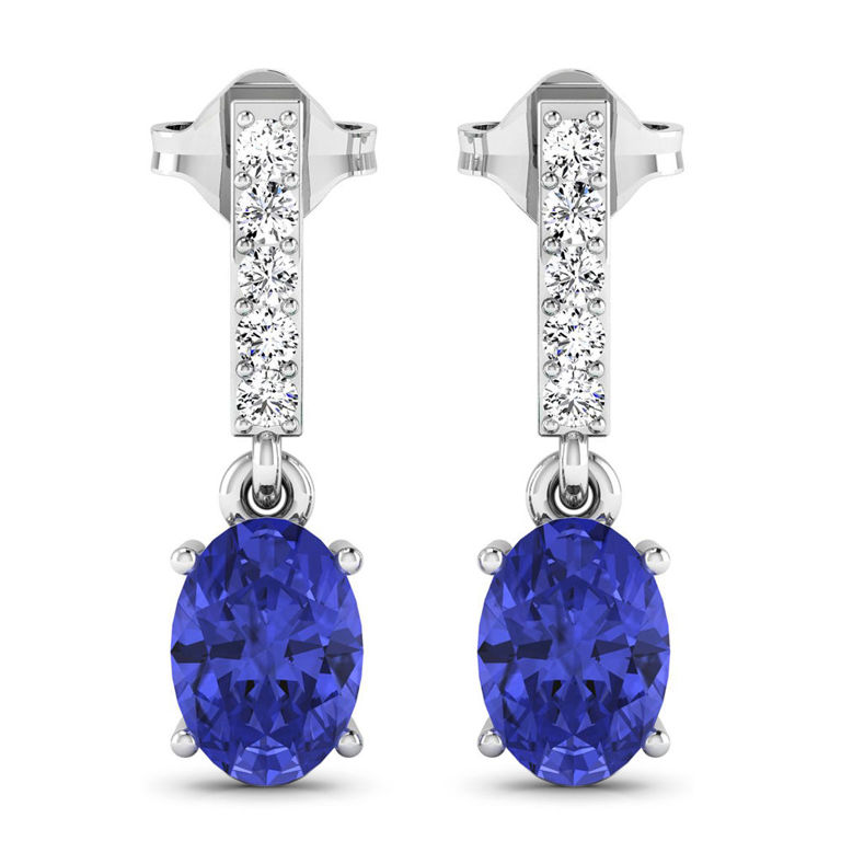 14k White Gold Tanzanite and Diamond Earrings