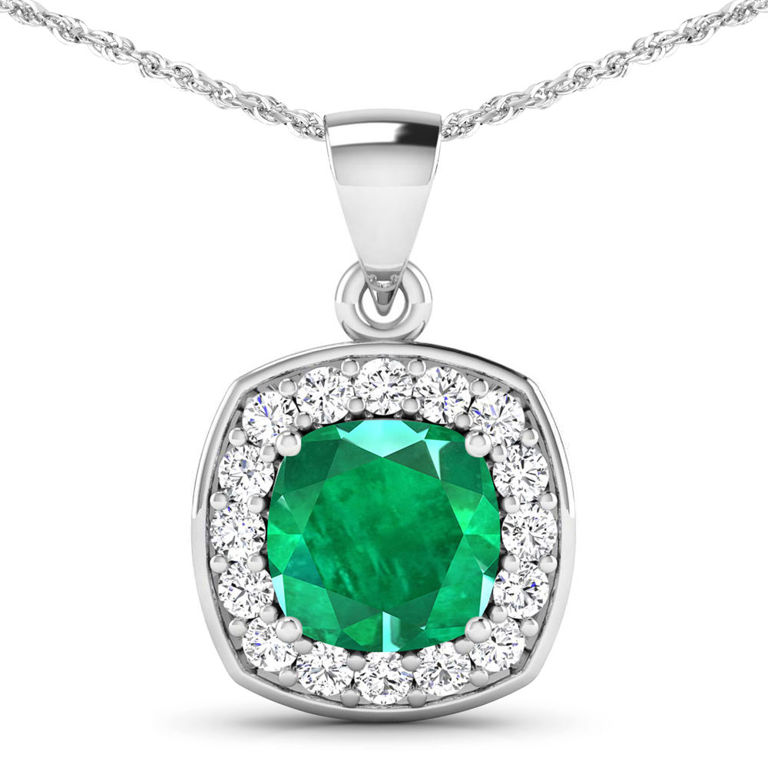 14k Gold Emerald and Diamond Pendant Necklace