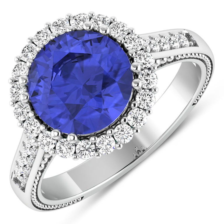 14k White Gold Tanzanite and Diamond Ring