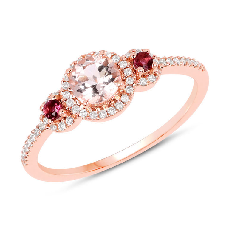 14k Rose Gold Morganite and Pink Tourmaline Ring