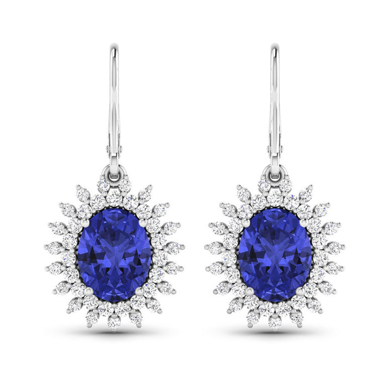 14k White Gold Tanzanite and Diamond Earrings