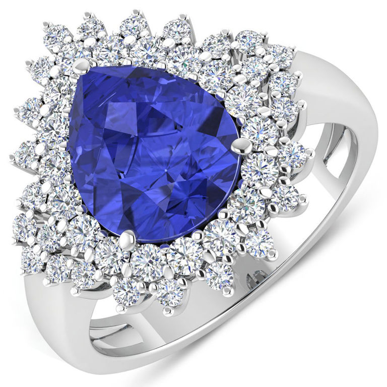 14k White Gold Tanzanite and Diamond Ring