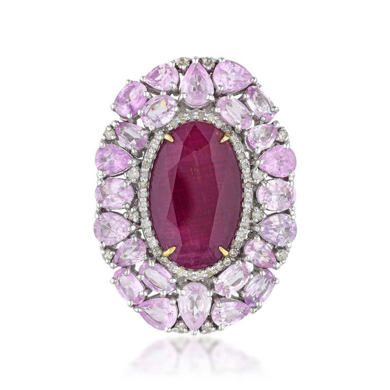 Ruby, Pink Sapphire and Diamond Ring