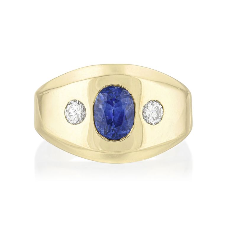 Flush Set Sapphire and Diamond Ring