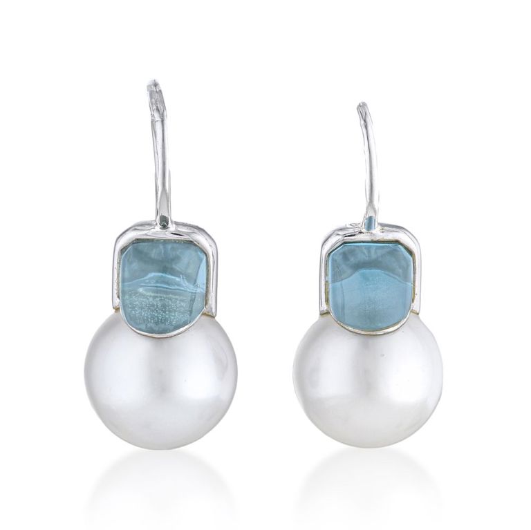Pearl and Aquamarine Earrings