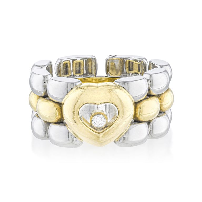 18k Yellow Gold and Stainless Steel Diamond Band
