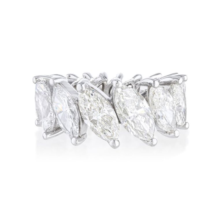 14k White Gold Marquise Diamond Eternity Band