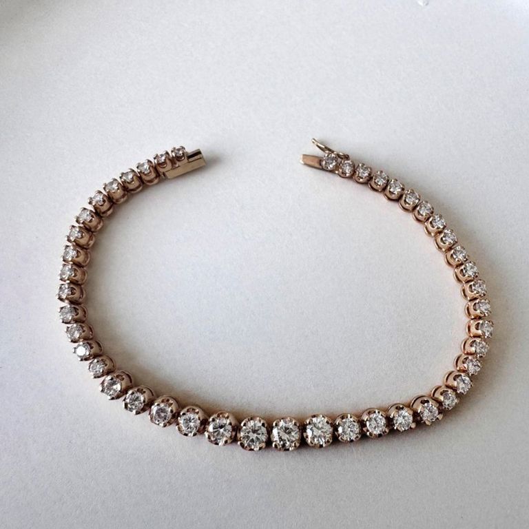 14k Yellow Gold Diamond Tennis Bracelet