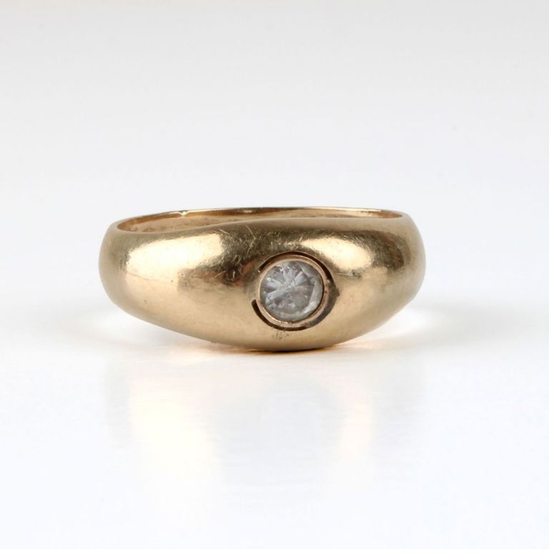 14k Yellow Gold Diamond Gypsy Ring