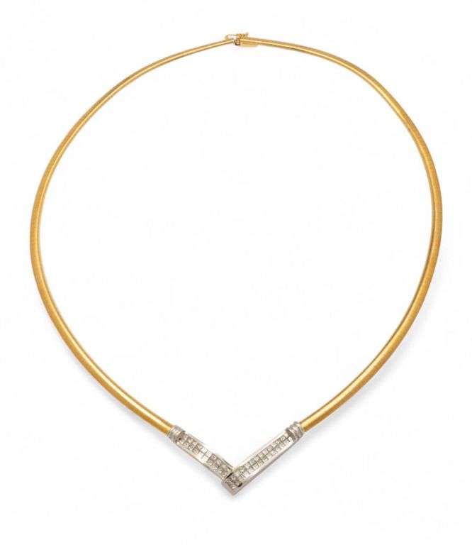 18k Yellow Gold and White Gold Diamond Necklace