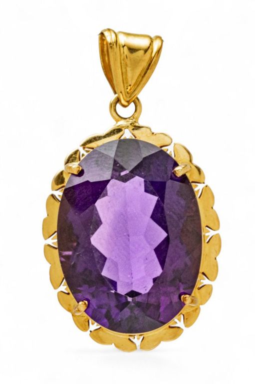 18k Gold Amethyst Pendant