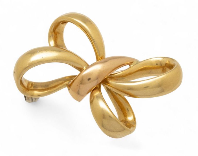 18k Yellow Gold Bowknot Brooch
