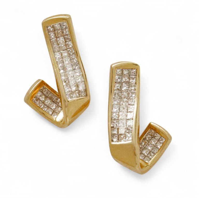 14k Yellow Gold Diamond Earrings