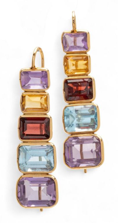 14k Yellow Gold Gemstone Earrings