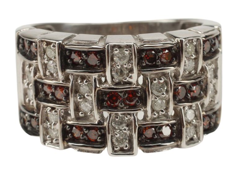 14k White Gold Fire Garnet and Diamond Ring