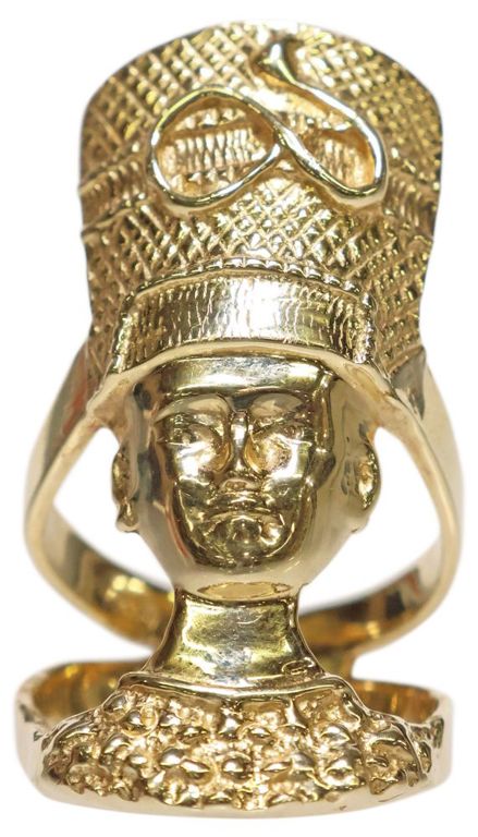 14k Yellow Gold Egyptian Queen Nefertiti Ring