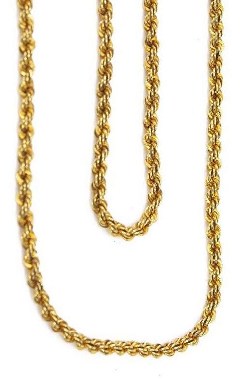 14k Yellow Gold Rope Chain Necklace