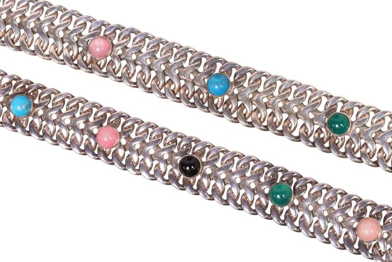 Sterling Silver Cabochon Necklace and Bracelet