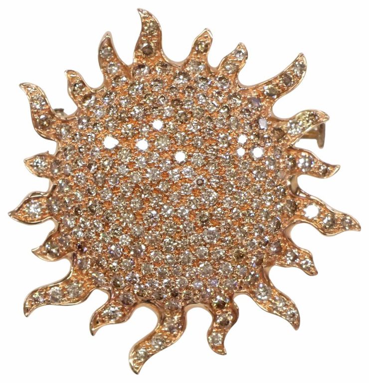 18k Rose Gold Diamond Pendant Brooch