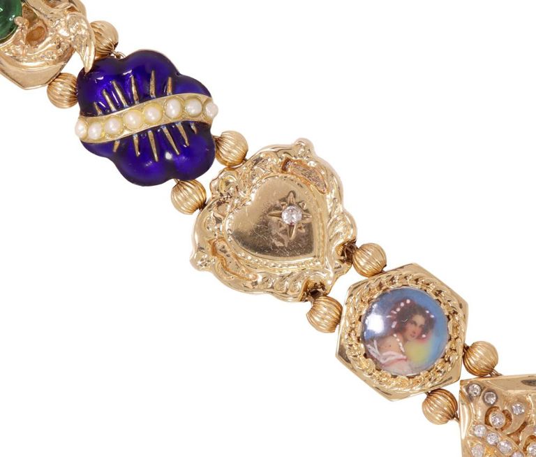 14k Yellow Gold Slide Charm Bracelet