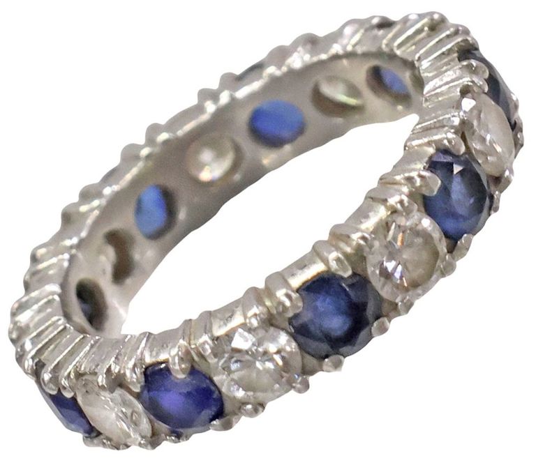 Platinum Sapphire and Diamond Eternity Ring