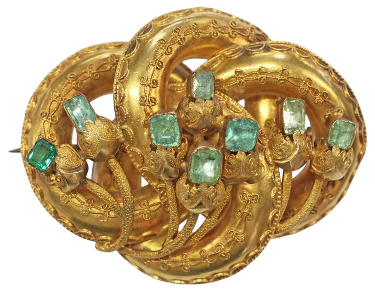 18k Gold Emerald Pendant Brooch