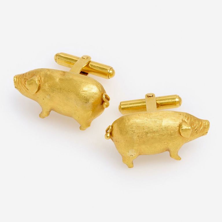 22k Yellow Gold Pig Cufflinks
