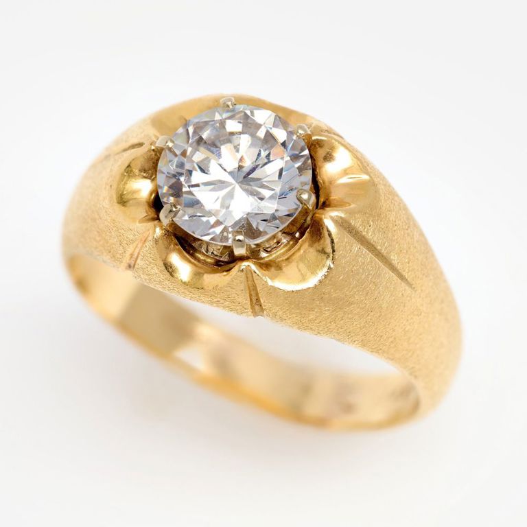 14k Yellow Gold Cubic Zirconia Solitaire Ring