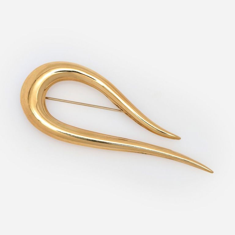 14k Yellow Gold Freeform Swirl Brooch