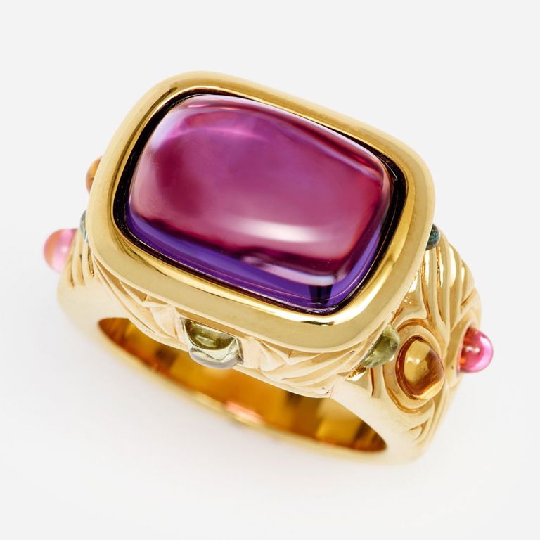 14k Yellow Gold Multi-Gemstone Ring