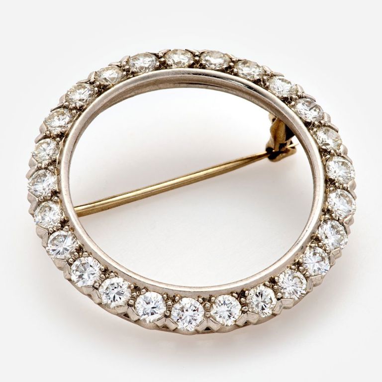 Platinum and 14k White Gold Diamond Brooch