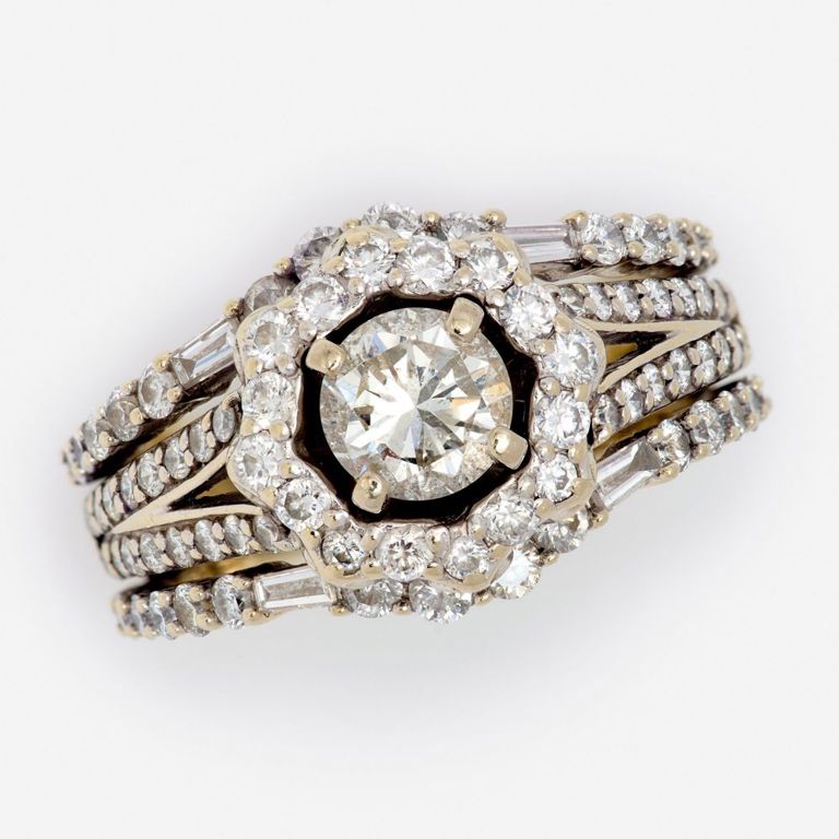 14k White Gold Diamond Halo Ring