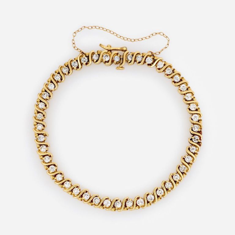 14k Yellow Gold Diamond Tennis Bracelet