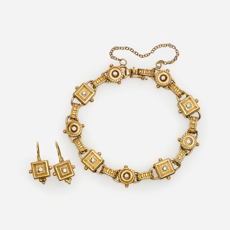 14k Yellow Gold Diamond Jewelry Set