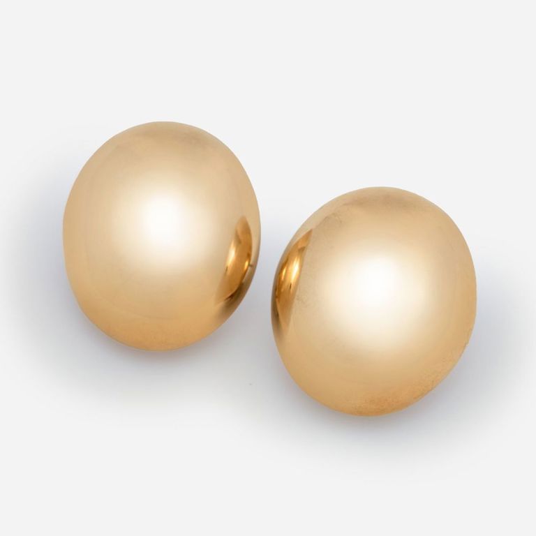 14k Yellow Gold Dome Earrings
