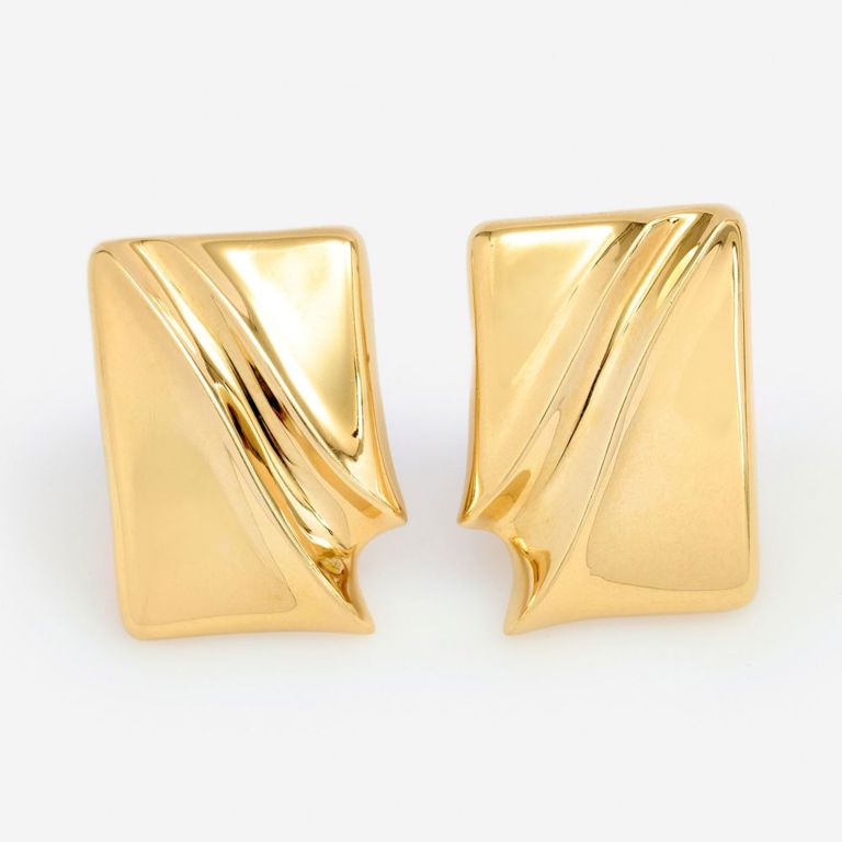 14k Yellow Gold Rectangular Earrings