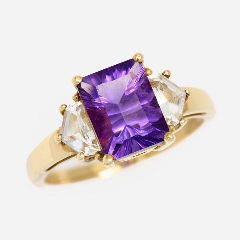 10k Yellow Gold Amethyst and Topaz Ring