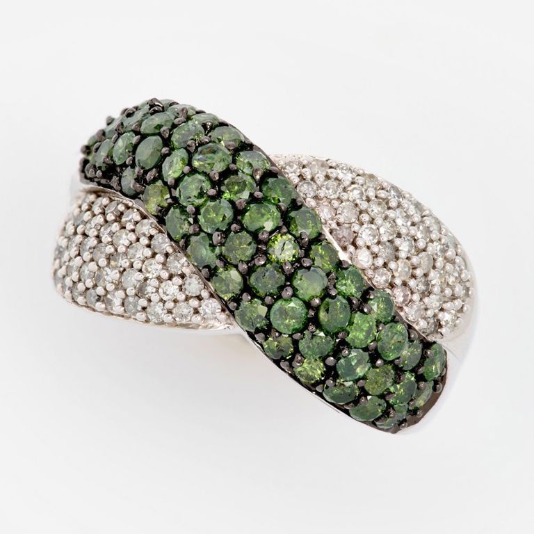 14k White Gold Diamond Crossover Ring