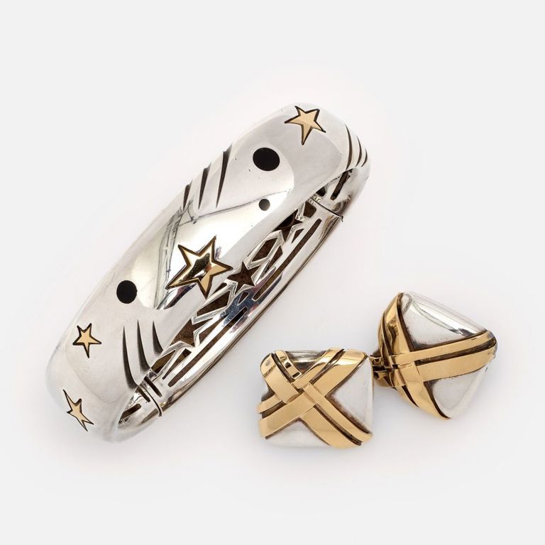 Sterling Silver and 18k Yellow Gold Jewelry Set