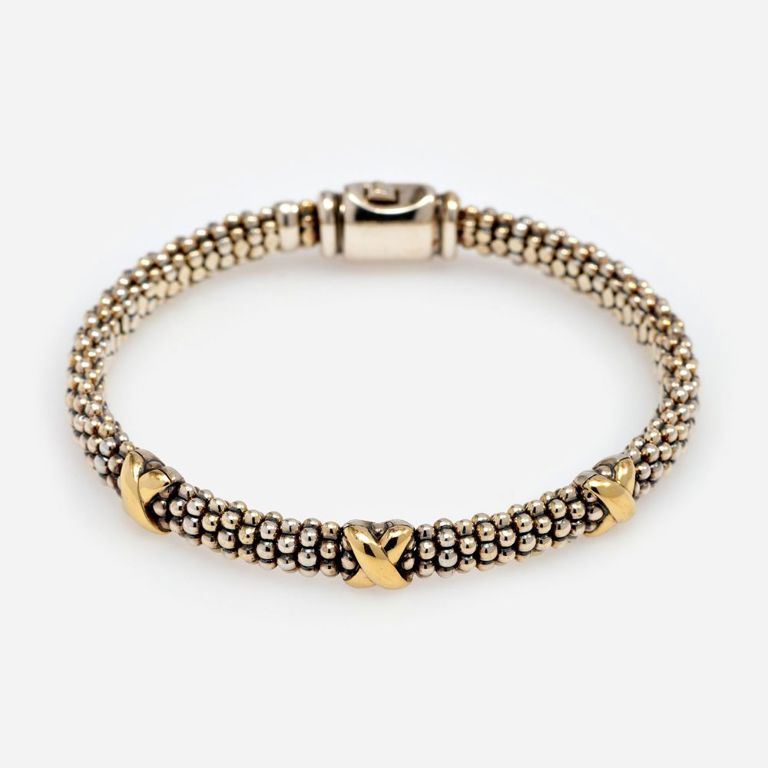 18k Yellow Gold and Silver Flexible Bracelet