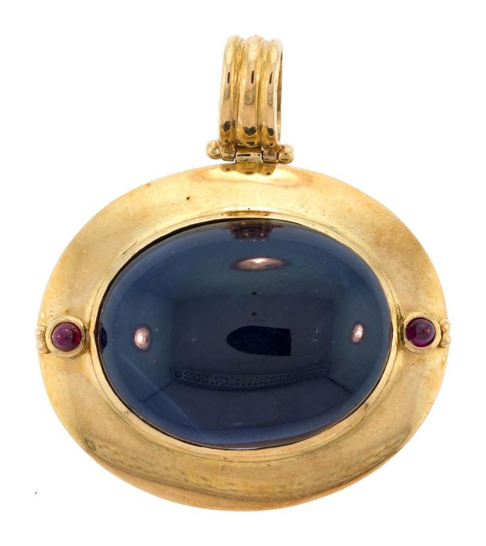 18k Gold Sapphire and Ruby Pendant