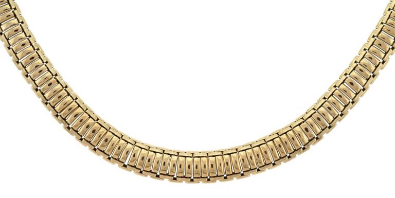 14k Gold Brick Link Necklace