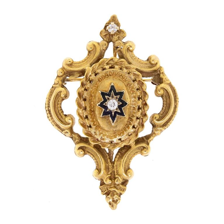 14k Yellow Gold Diamond Pin/Pendant