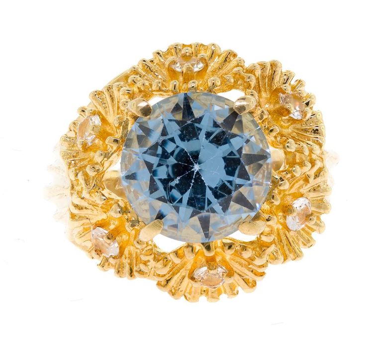14k Yellow Gold Topaz and Quartz Ring