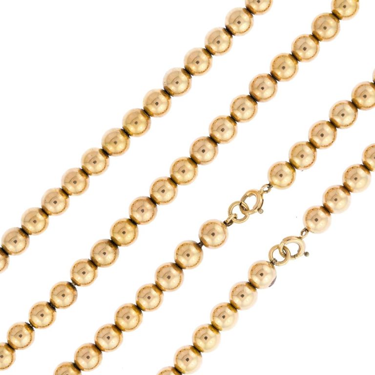 Set of 2 14k Gold Beaded Necklaces