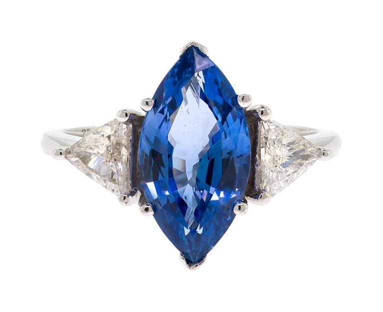 Platinum Sapphire and Diamond Ring