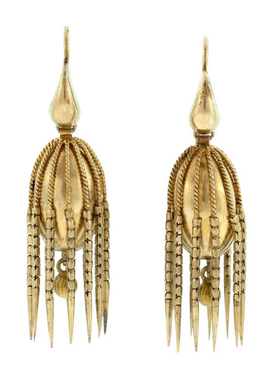Victorian 15k Yellow Gold Drop Earrings