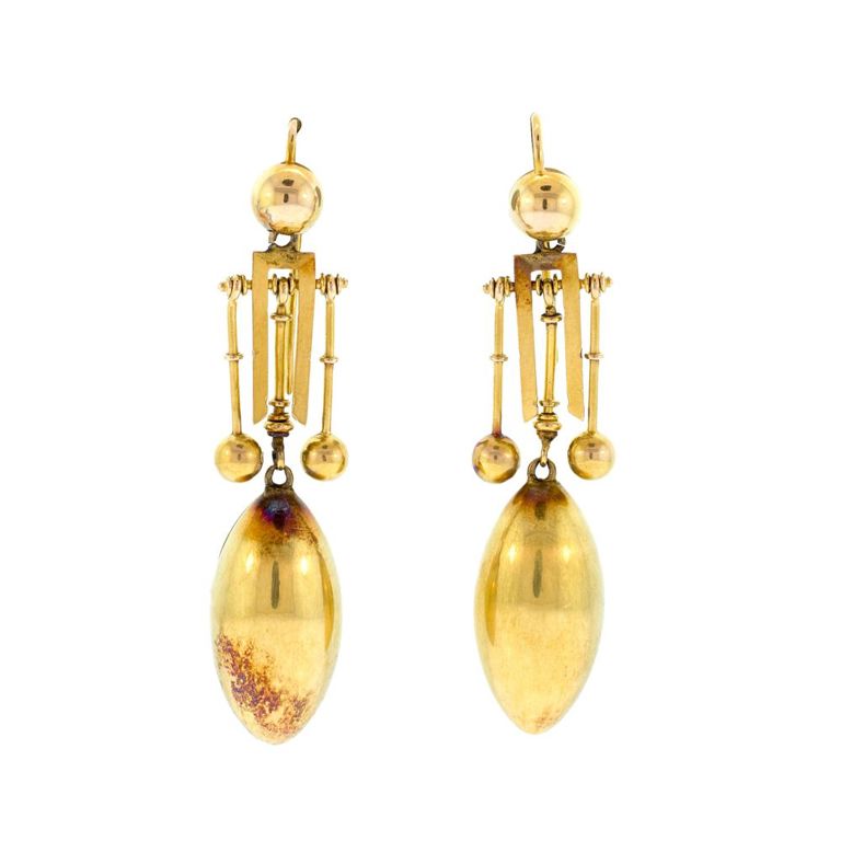 Pair of 19k Yellow Gold Dangle Earrings