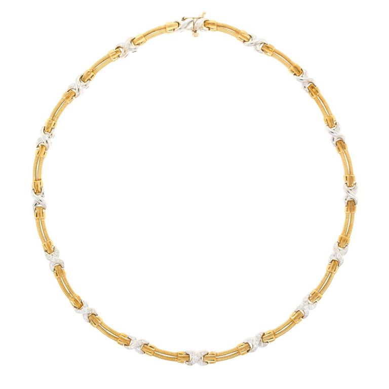 18k Yellow Gold Diamond Link Necklace