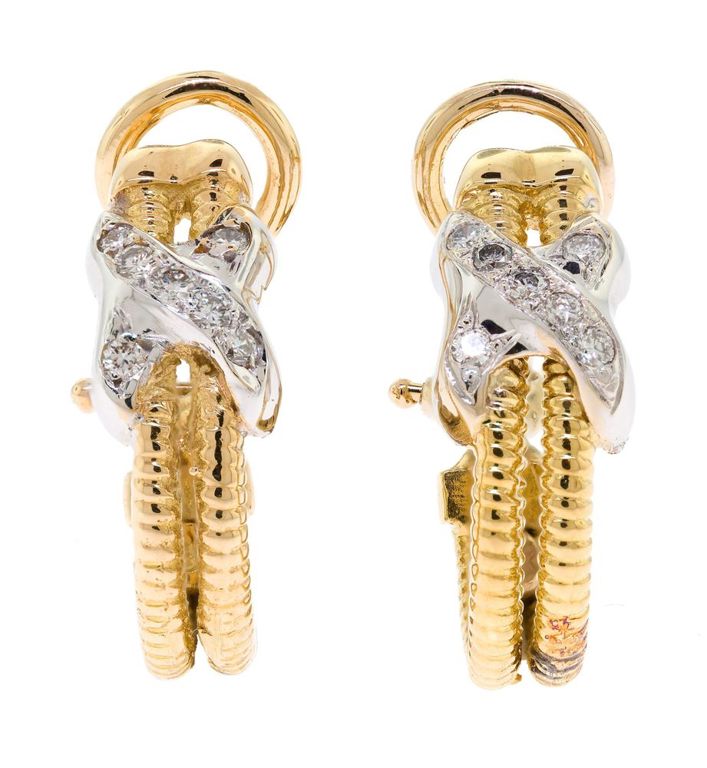 18k Yellow Gold Diamond Earrings